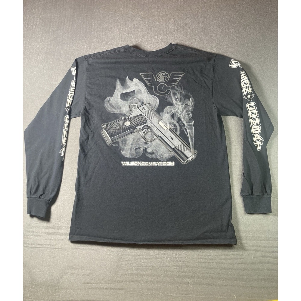 Wilson Combat Long Sleeve - 1911 Gun Pistol Graphic 2 Sided Black M